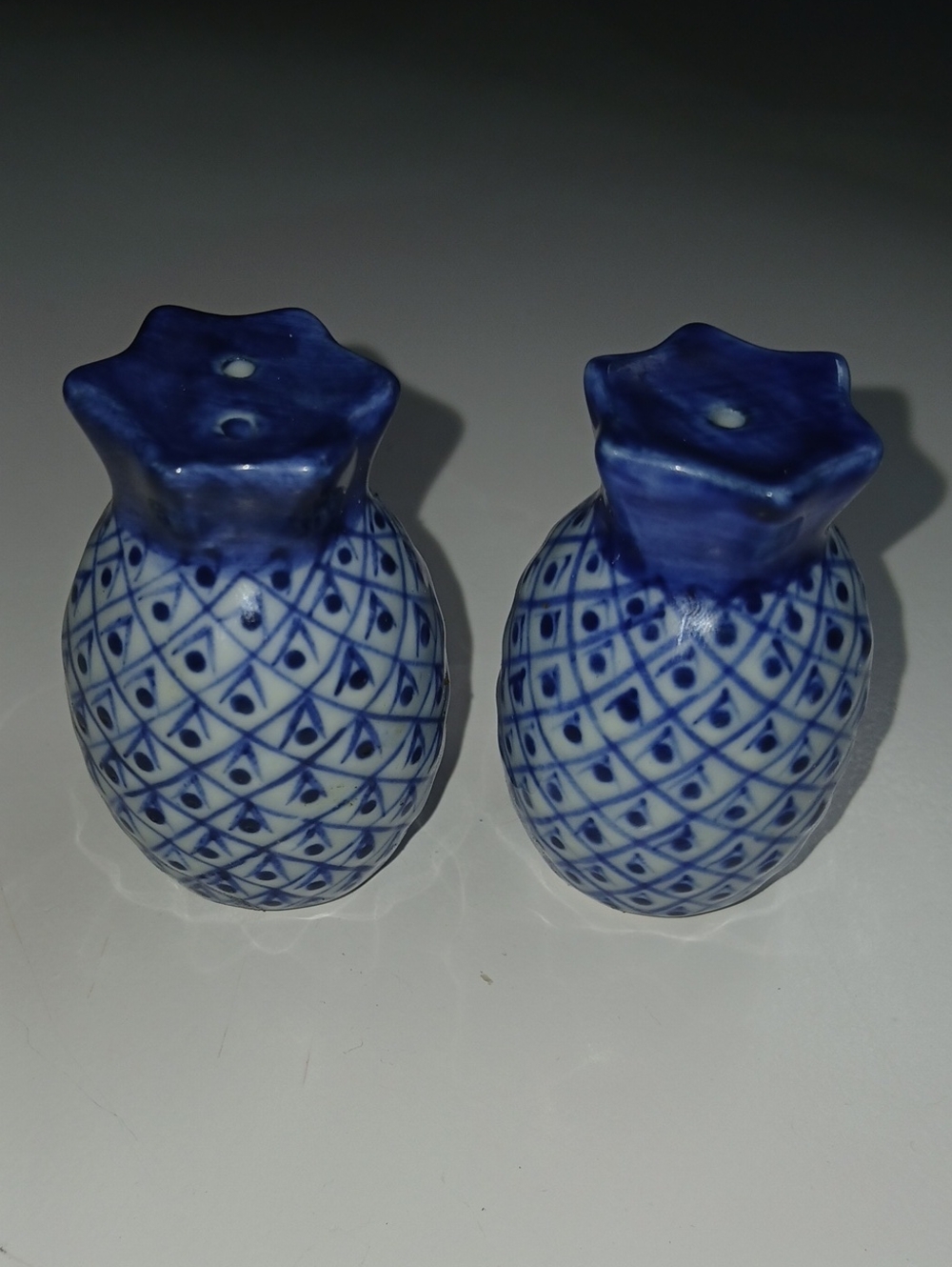 Blue and White Pineapple Ceramic Salt & Pepper Shakers